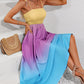 Color Block Tie Shoulder Smocked Maxi Dress