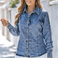 Button Up Collared Neck Denim Top