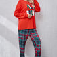 ALL IS BRIGHT Round Neck Top and Plaid Pants Lounge Set