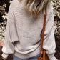 Textured Striped Round Neck Long Sleeve Top