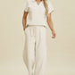 Double Take Full Size Collared Neck Short Sleeve Top and Pants Set