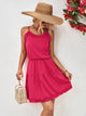 Frill Trim Spaghetti Strap Mini Dress Hot Pink
