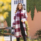 MeiMei Plaid Button Up Dropped Shoulder Coat