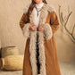 Plus Size Furry Trim Open Front Long Sleeve Coat