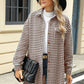 Houndstooth Button Up Dropped Shoulder Coat