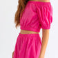 Le Lis Off Shoulder Crop Top and Ruffled Shorts Set