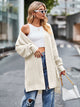 Long Sleeve Waffle-Knit Cardigan Cream