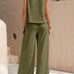 Round Neck Sleeveless Top and Wide Leg Pants Set