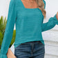 Striped Square Neck Flounce Sleeve Top