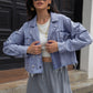 Lapel Collar Long Sleeve Denim Jacket