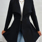 Collared Neck Button Up Long Sleeve Coat