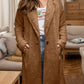 Full Size One Button Long Sleeve Longline Plush Coat