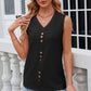 Decorative Button Eyelet V-Neck Tank