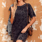 Leopard Round Neck Dropped Shoulder Dress with Pockets