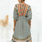 Printed Bohemian V Neck Dress