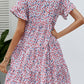 Ditsy Floral Flounce Sleeve Tiered Dress