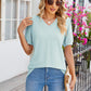 V-Neck Short Sleeve Blouse