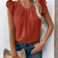 Ivy Lane Ruched Round Neck Cap Sleeve Blouse