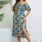 Plus Size Floral Short Sleeve Slit Dress