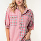 White Birch Plaid Color Block Half Button Top