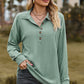 Half Button Dropped Shoulder Blouse