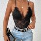 Perfee Crisscross Lace Spaghetti Strap Bodysuit