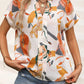 Printed Notched Short Sleeve Blouse