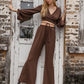 Tied Flare Sleeve Top and Pants Set