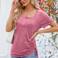 Ruched Square Neck Short Sleeve T-Shirt