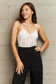 Perfee Spaghetti Strap Lace Bodysuit White