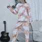 Tie-dye Round Neck Top and Drawstring Pants Lounge Set