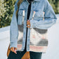 Collared Neck Dropped Shoulder Denim Jacket