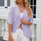 Eyelet Open Front Half Sleeve Cardigan