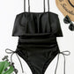 Drawstring Layered Spaghetti Strap One-Piece Swimwear