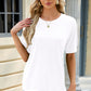 Round Neck Buttoned Short Sleeve T-Shirt