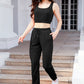 Waffle-Knit Cropped Tank and Drawstring Pants Set