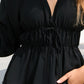 Balloon Sleeve Plunge Peplum Blouse