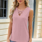 Eyelet Crisscross V-Neck Tank