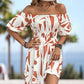 Printed Off-Shoulder Smocked Waist Dress