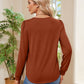 Ruched Round Neck Long Sleeve Blouse