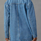 Pocketed Lapel Collar Long Sleeve Denim Jacket