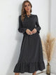 Polka Dot Ruffle Hem Midi Dress Black
