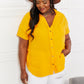 Zenana Full Size Summer Breeze Gauze Short Sleeve Shirt in Mustard