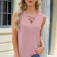 Eyelet Crisscross V-Neck Tank