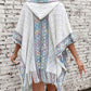 Fringe Half Sleeve Hooded Poncho