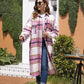 MeiMei Plaid Button Up Dropped Shoulder Coat