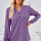 V-Neck Buttoned Long Sleeve Blouse