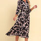 Printed Button Front Belted Midi Dress