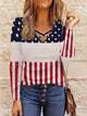 Crisscross Color Block Long Sleeve T-Shirt Navy