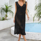 Openwork Slit V-Neck Sleeveless Cover Up